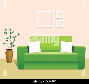 Sofa im Innenraum Stock Vektor