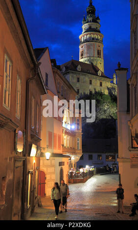 Tschechische Republik, Cesky Krumlov, street scene, Schloss, Häuser, historische Architektur, Stockfoto