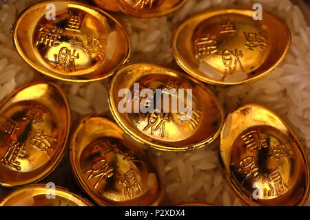 Chinesische Glück Gold Münzen Stockfoto