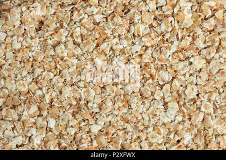 Detail Nahaufnahme von weißen Buchweizen Flocken von oben. Stockfoto