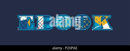 Das Wort Ebook Konzept in farbenfrohe abstrakte Typografie geschrieben. Vector EPS 10 zur Verfügung. Stock Vektor