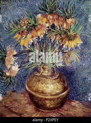 Crown Imperial Fritillaries in einem Kupfer Vase - 1887 - 73,5 x 60,5 cm, Öl auf Leinwand. Autor: Vincent van Gogh (1853-1890). Lage: Musee D'Orsay, Frankreich. Auch als: CORONA IMPERIAL EN UN JARRON DE COBRE bekannt. Stockfoto