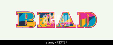 Das Wort lesen Konzept in farbenfrohe abstrakte Typografie geschrieben. Vector EPS 10 zur Verfügung. Stock Vektor