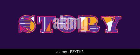 Das Wort Geschichte Konzept in farbenfrohe abstrakte Typografie geschrieben. Vector EPS 10 zur Verfügung. Stock Vektor