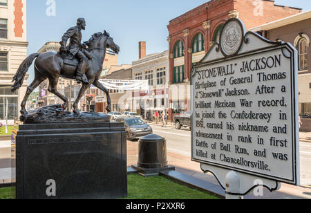 Statue von Stonewall Jackson in Clarksburg West Virginia Stockfoto