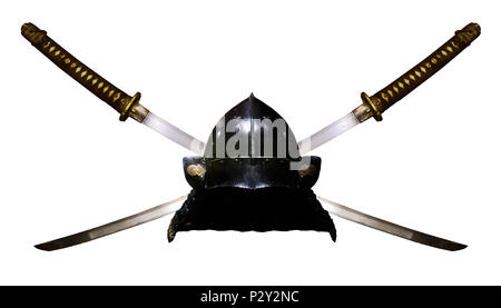 Samurai Katana und Helm. Stockfoto