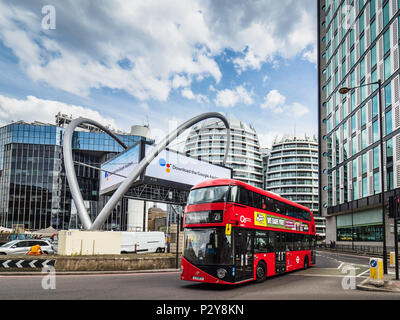 Kreisverkehr aus Silizium oder Kreisverkehr in der Old Street - Londons Technologiezentrum im Shoreditchbereich im Zentrum Londons Stockfoto