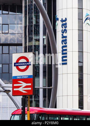 Inmarsat Hauptsitz am Kreisverkehr Old Street, auch bekannt als Silicon Roundabout, Londons Technischer Knotenpunkt. Stockfoto