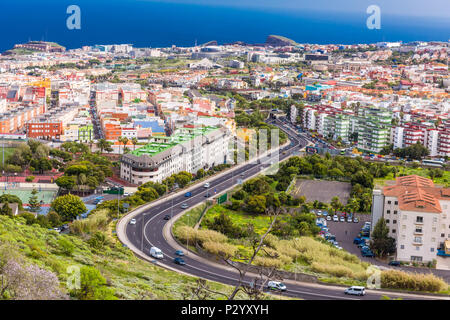 Luftaufnahme der Wohngegend von Santa Cruz de Tenerife auf Teneriffa Kanarische Inseln. Spanien Stockfoto