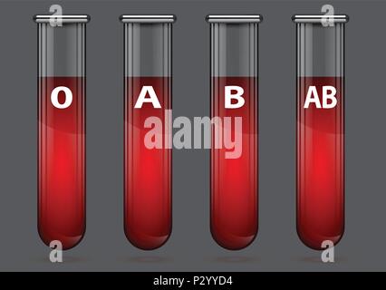 Unterschiedliche Blutgruppen in Reagenzglas Abbildung Stock Vektor