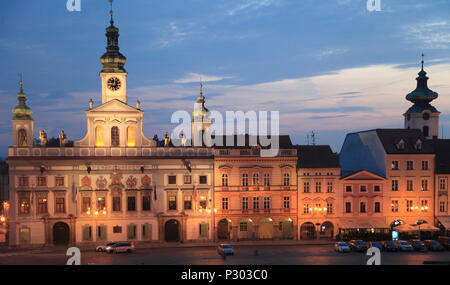 Tschechische Republik, Ceske Budejovice, Premysl Otakar II Square, Rathaus, Stockfoto