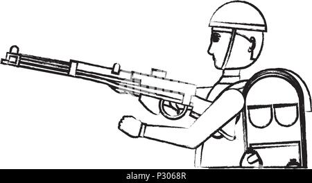 Anzac Soldaten mit der Ausrüstung und Waffe auf weißem Hintergrund, Vector Illustration Stock Vektor