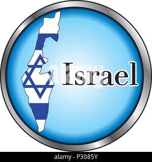 Vektor-Illustration für Israel, Runde Taste. Stock Vektor