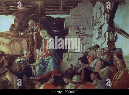 * ADORACION DE LOS MAGOS-DET-(AUTORRETRATO A LA DCHA DE FRENTE) - 1475 - RENACIMIENTO ITALIANO. Autor: Sandro Botticelli (1445-1510). Ort: GALERIA DE LOS Uffizien, Florenz, Italien. Stockfoto