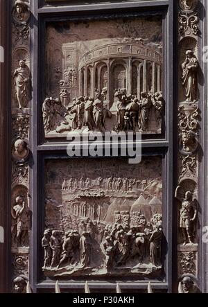 Las MEJORES DE LAS PUERTAS DEL PARAISO, 1424/1452, CON LA HISTORIA DE JOSE. Autor: Lorenzo Ghiberti (1378-1455). Lage: BAPTISTERIO. Stockfoto