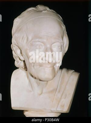 BUSTO DE VOLTAIRE (François-Marie Arouet) 1694-1778. Autor: Jean-Antoine Houdon (1741-1828). Ort: Victoria & Albert Museum, London, England. Stockfoto