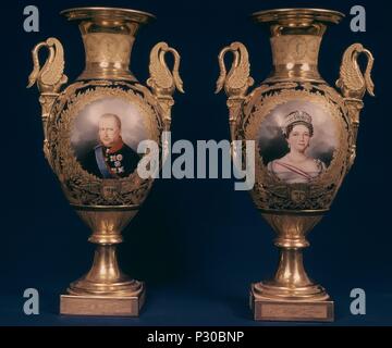 PORCELANA - FERNANDO II BORBÓN Y SU ESPOSA. Lage: das Museo SAN MARTINO, Neapel, Italien. Stockfoto