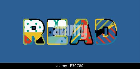 Das Wort lesen Konzept in farbenfrohe abstrakte Typografie geschrieben. Vector EPS 10 zur Verfügung. Stock Vektor