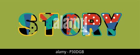 Das Wort Geschichte Konzept in farbenfrohe abstrakte Typografie geschrieben. Vector EPS 10 zur Verfügung. Stock Vektor
