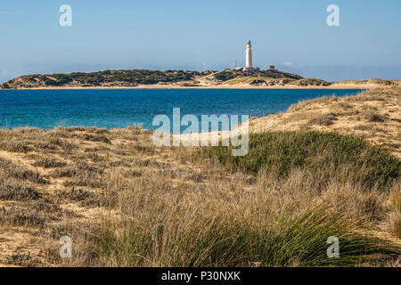 Kap Trafalgar Leuchtturm, Los Caños de Meca, Provinz Cadiz, Spanien Stockfoto