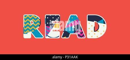 Das Wort lesen Konzept in farbenfrohe abstrakte Typografie geschrieben. Vector EPS 10 zur Verfügung. Stock Vektor