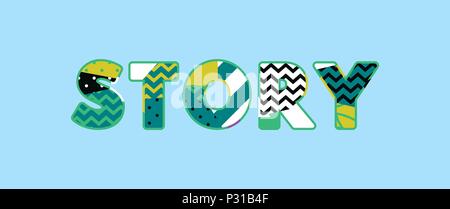 Das Wort Geschichte Konzept in farbenfrohe abstrakte Typografie geschrieben. Vector EPS 10 zur Verfügung. Stock Vektor