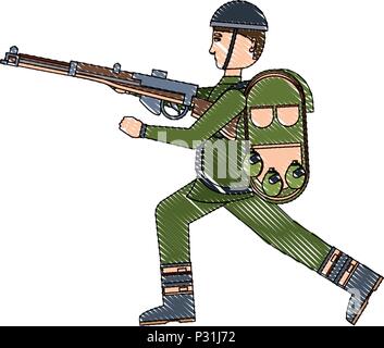 Anzac Soldaten mit der Ausrüstung und Waffe auf weißem Hintergrund, Vector Illustration Stock Vektor