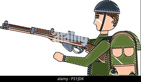 Anzac Soldaten mit der Ausrüstung und Waffe auf weißem Hintergrund, Vector Illustration Stock Vektor