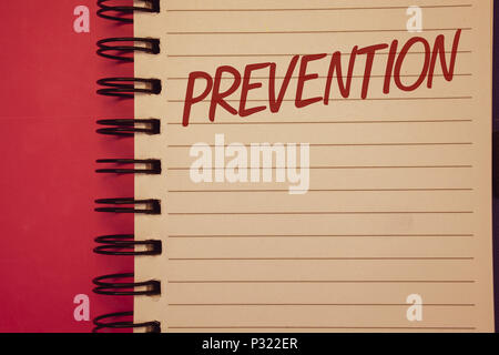 Schreiben Hinweis Übersicht Prävention. Business foto Präsentation anhalten etwas vom Geschehen Healthcare ProtectionIdeas Idee Nachrichten auf Hinweis erstellt Stockfoto