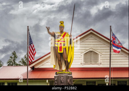 King Kamehameha Statue von Thomas Gould aus dem Jahr 1878. Die Statue war verloren im Meer, wie durch ein Wunder erholt, restauriert und in Kapa'au 1912 auf Big ist Stockfoto