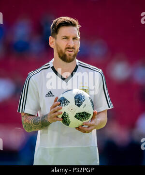 Moskau, Russland. 16 Juni, 2018. Lionel Messi (Argentinien) GES/fussball/Wm 2018 Russland: Argentinien - Island, 16.06.2018 GES/fussball/fussball/Wm 2018 Russland: Argentinien gegen Island, Stadt, Juni 16, 2018 | Verwendung der weltweiten Kredit: dpa/Alamy leben Nachrichten Stockfoto