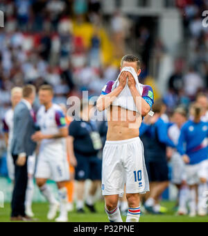 Moskau, Russland. 16 Juni, 2018. Gylfi Sigurdsson (Island) GES/fussball/Wm 2018 Russland: Argentinien - Island, 16.06.2018 GES/fussball/fussball/WM 2018 Russland: Argentinien gegen Island, Stadt, Juni 16, 2018 | Verwendung der weltweiten Kredit: dpa/Alamy leben Nachrichten Stockfoto