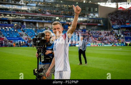 Moskau, Russland. 16 Juni, 2018. Alfred Finnbogason (Island) GES/fussball/Wm 2018 Russland: Argentinien - Island, 16.06.2018 GES/fussball/fussball/Wm 2018 Russland: Argentinien gegen Island, Stadt, Juni 16, 2018 | Verwendung der weltweiten Kredit: dpa/Alamy leben Nachrichten Stockfoto