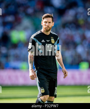Moskau, Russland. 16 Juni, 2018. Lionel Messi (Argentinien) GES/fussball/Wm 2018 Russland: Argentinien - Island, 16.06.2018 GES/fussball/fussball/Wm 2018 Russland: Argentinien gegen Island, Stadt, Juni 16, 2018 | Verwendung der weltweiten Kredit: dpa/Alamy leben Nachrichten Stockfoto