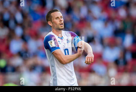 Moskau, Russland. 16 Juni, 2018. Gylfi Sigurdsson (Island) GES/fussball/Wm 2018 Russland: Argentinien - Island, 16.06.2018 GES/fussball/fussball/WM 2018 Russland: Argentinien gegen Island, Stadt, Juni 16, 2018 | Verwendung der weltweiten Kredit: dpa/Alamy leben Nachrichten Stockfoto