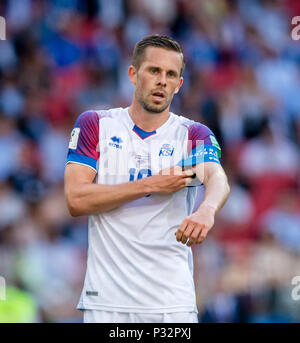 Moskau, Russland. 16 Juni, 2018. Gylfi Sigurdsson (Island) GES/fussball/Wm 2018 Russland: Argentinien - Island, 16.06.2018 GES/fussball/fussball/WM 2018 Russland: Argentinien gegen Island, Stadt, Juni 16, 2018 | Verwendung der weltweiten Kredit: dpa/Alamy leben Nachrichten Stockfoto