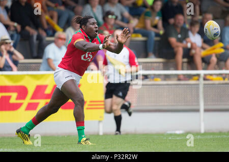 16 Juni 2018, Deutschland, Heidelberg: Qualifikation für die 2019 Rugby World Cup in Japan, Deutschland vs Portugal: aderito Esteves (Portugal, 11). · Keine LEITUNG SERVICE · Foto: Jürgen Keßler/dpa Stockfoto