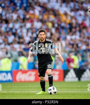 Lionel Messi (Argentinien) GES/fussball/Wm 2018 Russland: Argentinien - Island, 16.06.2018 GES/fussball/fussball/Wm 2018 Russland: Argentinien gegen Island, Stadt, Juni 16, 2018 | Verwendung weltweit Stockfoto