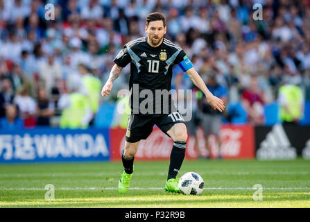 Lionel Messi (Argentinien) GES/fussball/Wm 2018 Russland: Argentinien - Island, 16.06.2018 GES/fussball/fussball/Wm 2018 Russland: Argentinien gegen Island, Stadt, Juni 16, 2018 | Verwendung weltweit Stockfoto