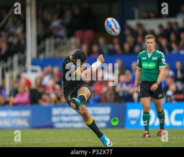 Wakefield, Großbritannien, Sonntag, 17 Juni 2018, Mobile Rakete Stadion, Wakefield, England; Betfred Super League, Wakefield Trinity v Warrington Wölfe; Bryson Goodwin von Warrington Wolves wandelt Credit: Aktuelles Bilder/Alamy leben Nachrichten Stockfoto