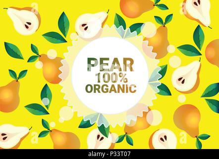 Birne Obst Bunter Kreis Kopie Raum organische über frisches Obst Muster Hintergrund gesunden Lebensstil oder Diät Konzept Stock Vektor