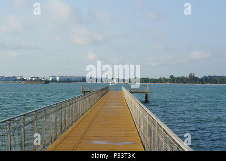 Chek Jawa Boardwalk - Bridge Walk im Meer - der Weg voraus Stockfoto