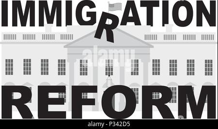 Washington DC White House Immigration Reform Text Abbildung Stock Vektor