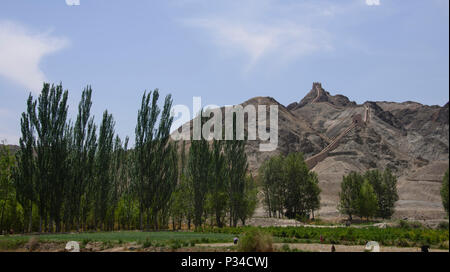 Der überhängende große Mauer, Jiayuguan, Gansu, China Stockfoto