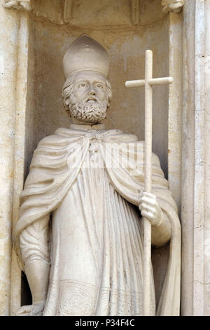 St. Quirinus, Westportal der Kirche des Hl. Markus, Zagreb, Kroatien. Stockfoto