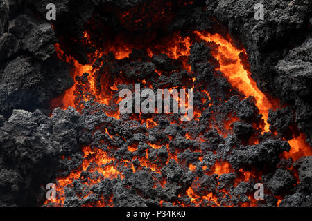 Nahaufnahme einer Lava des Vulkans Kilauea auf Hawaii Stockfoto