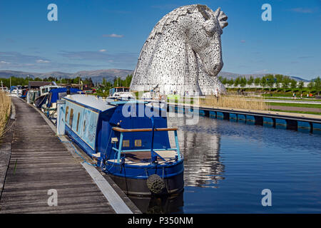 Der Aufbau Digital mit Booten von der Forth-and-Clyde-Kanal im Helix Park in der Nähe von Falkirk in Schottland Großbritannien stationiert Grangemount Stockfoto