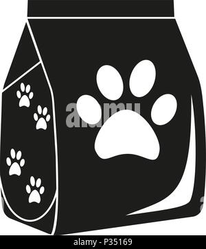 Schwarz und Weiß trocken Katzenfutter Beutel Silhouette Stock Vektor
