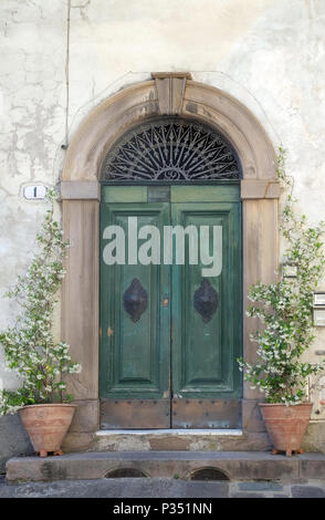 Wohn- tür Detail aus der mittelalterlichen Stadt Lucca, Toskana, Italien Stockfoto