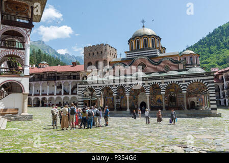 RILA, Bulgarien - Juni 8, 2018: Das Kloster des Heiligen Ivan von Rila, besser als das Kloster Rila bekannt ist der größte und berühmteste Orthodoxen Stockfoto